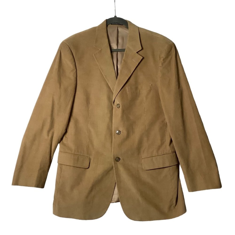 Andrew Fezza Corduroy Jacket Sport Coat Blazer Men 40R Collar 3 Button Lined‎